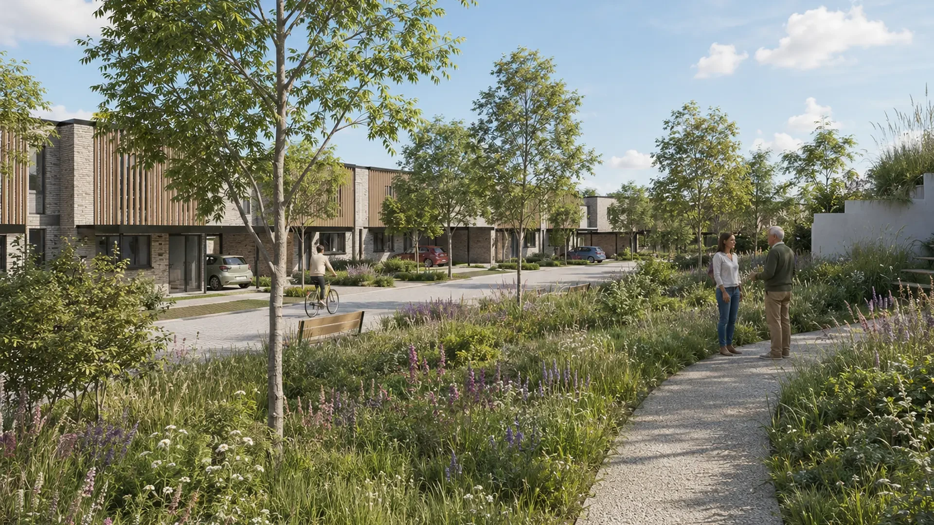 Projection des jardins et chemins du quartier